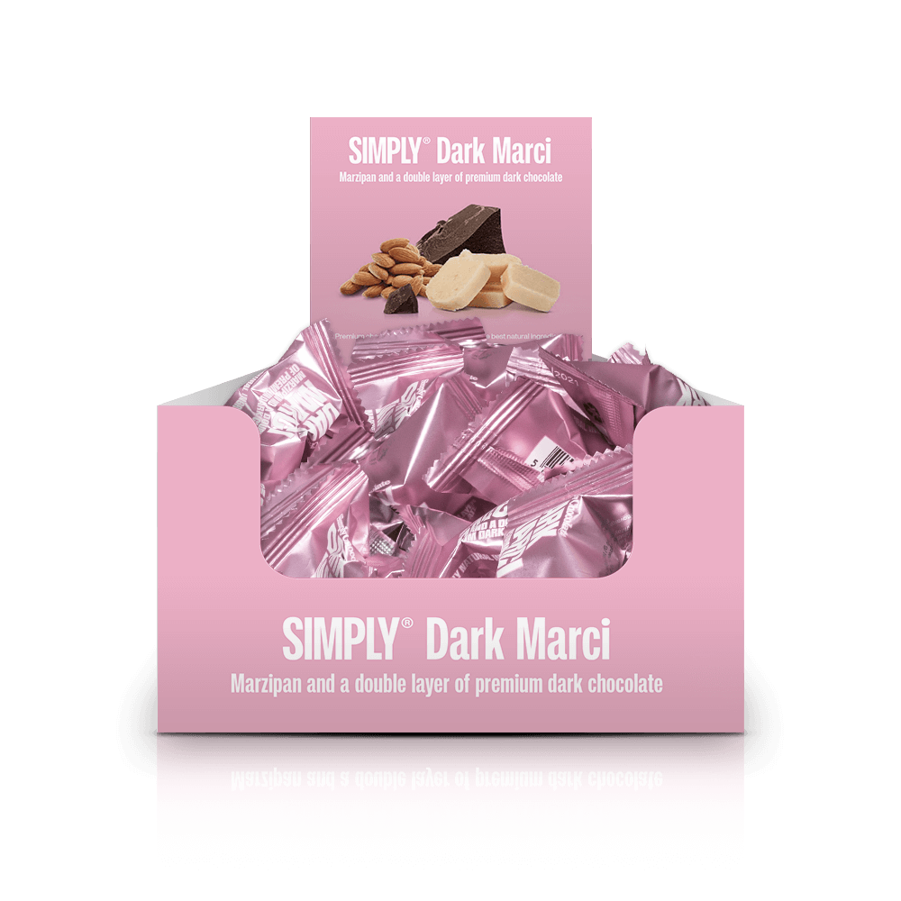 Simply® Dark Marci - 75 Bites | Marsepein en een dikke laag premium pure chocolade - Box of Bites - Simply®
