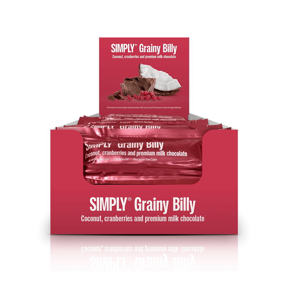 Simply® Korrelige Billy | Kokos-, cranberry- en premium melkchocolade - Chocoladerepen - Simply®