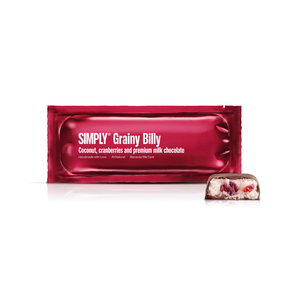 Simply® Korrelige Billy | Kokos-, cranberry- en premium melkchocolade - Chocoladerepen - Simply®