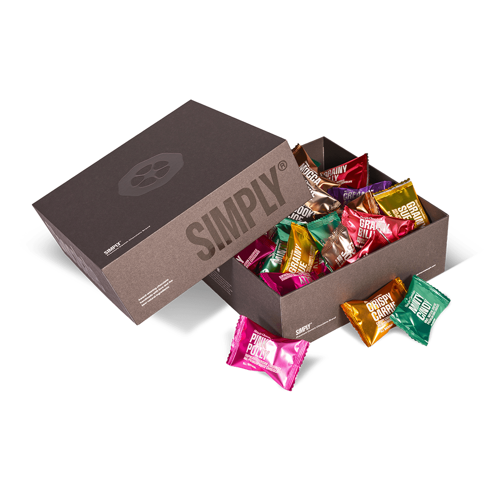 De Premiumbox | Exclusieve geschenkdoos met 50 stuks. mix chocoladebites - Moederdag - Simply®
