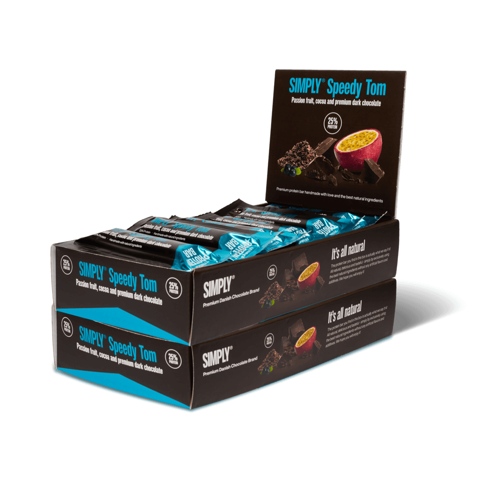 Simply® Speedy Tom Proteïnereep | Acai, cacao, passievrucht en premium pure chocolade - Eiwitrepen - Simply®