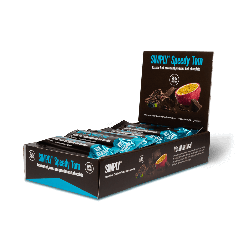 Simply® Speedy Tom Proteïnereep | Acai, cacao, passievrucht en premium pure chocolade - Eiwitrepen - Simply®