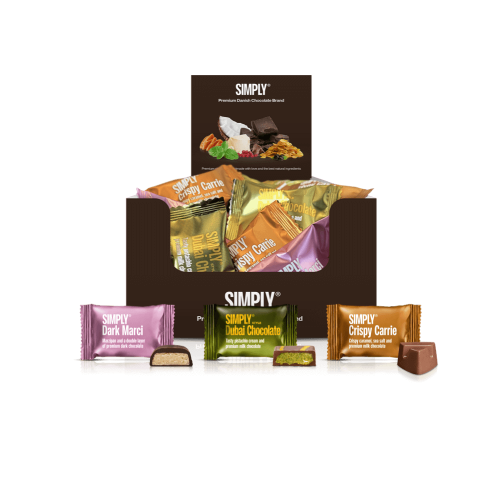Chokolade Bites mix kasse - 750g - 75 stk - Simply® Favorite Mix with assorted chocolate treats.