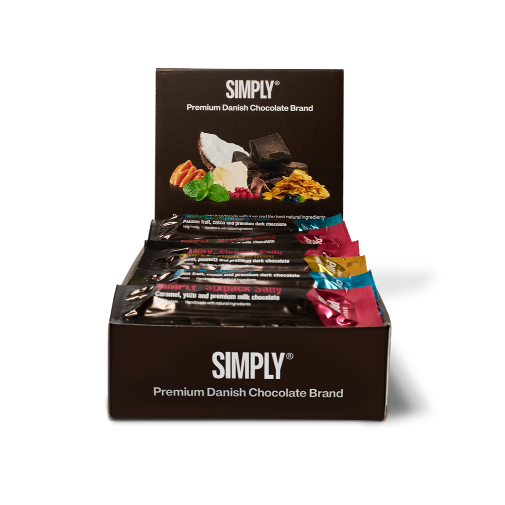 Chocolade Eiwitreep mixdoos 15 stuks - Simply® Arnold/Sally/Tom/Flora/Felix