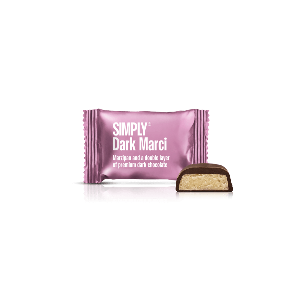 Simply® Dark Marci - 75 Bites | Marsepein en een dikke laag premium pure chocolade - Box of Bites - Simply®