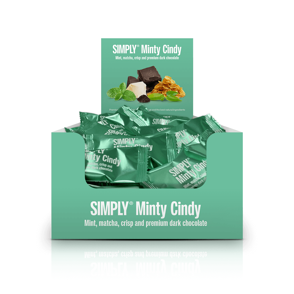 Simply® Minty Cindy - 75 Bites | Munt, matcha thee, knapperige en premium pure chocolade - Box of Bites - Simply®