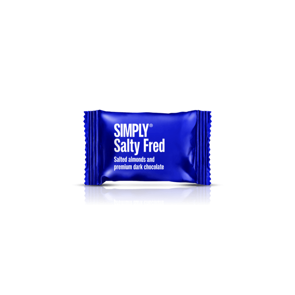 Simply® Zoute Fred - 75 Bites | Gezouten geroosterde amandelen met premium pure chocolade - Box of Bites - Simply®