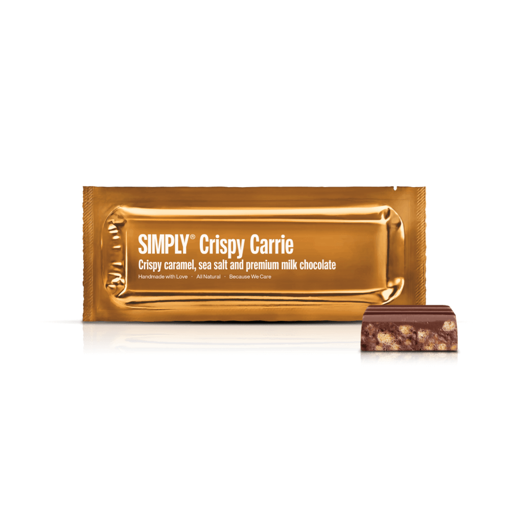 Simply® Krokante Carrie | Krokante karamel, zeezout en premium melkchocolade - Chocoladerepen - Simply®