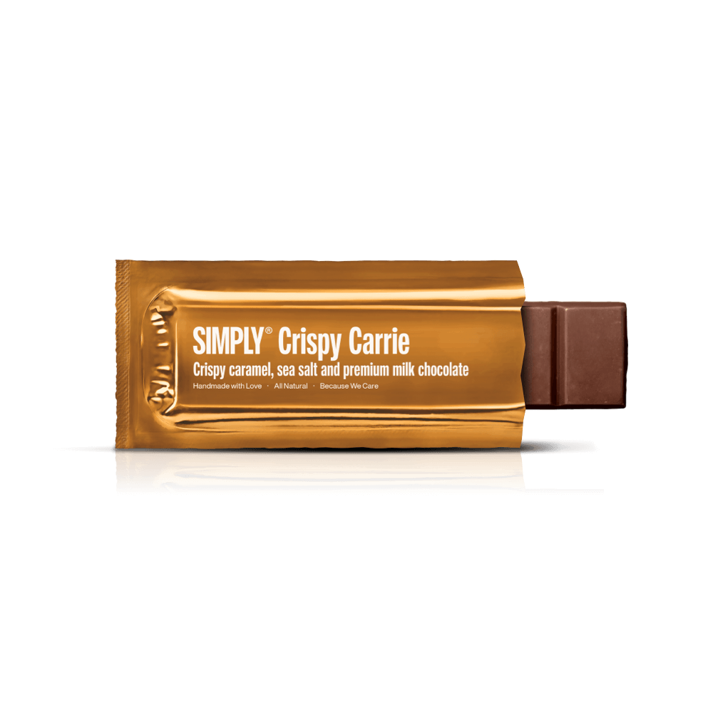 Simply® Krokante Carrie | Krokante karamel, zeezout en premium melkchocolade - Chocoladerepen - Simply®