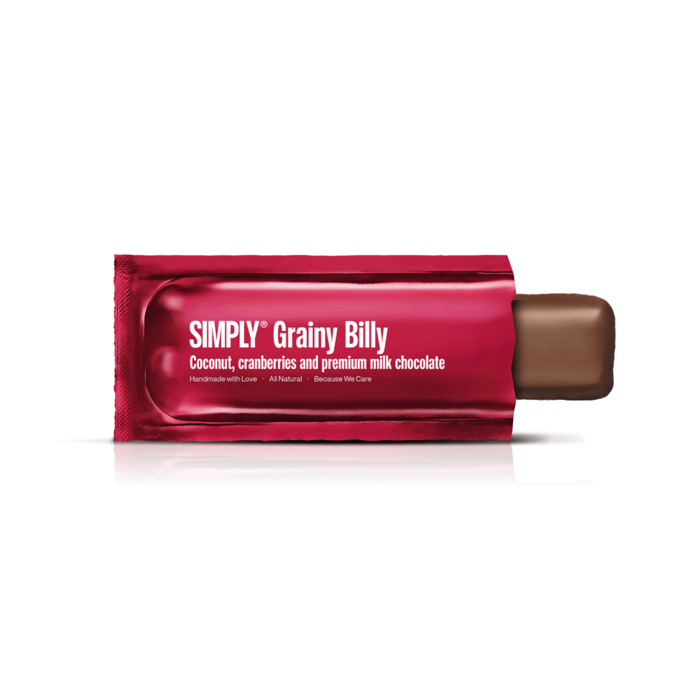 Simply® Korrelige Billy | Kokos-, cranberry- en premium melkchocolade - Chocoladerepen - Simply®