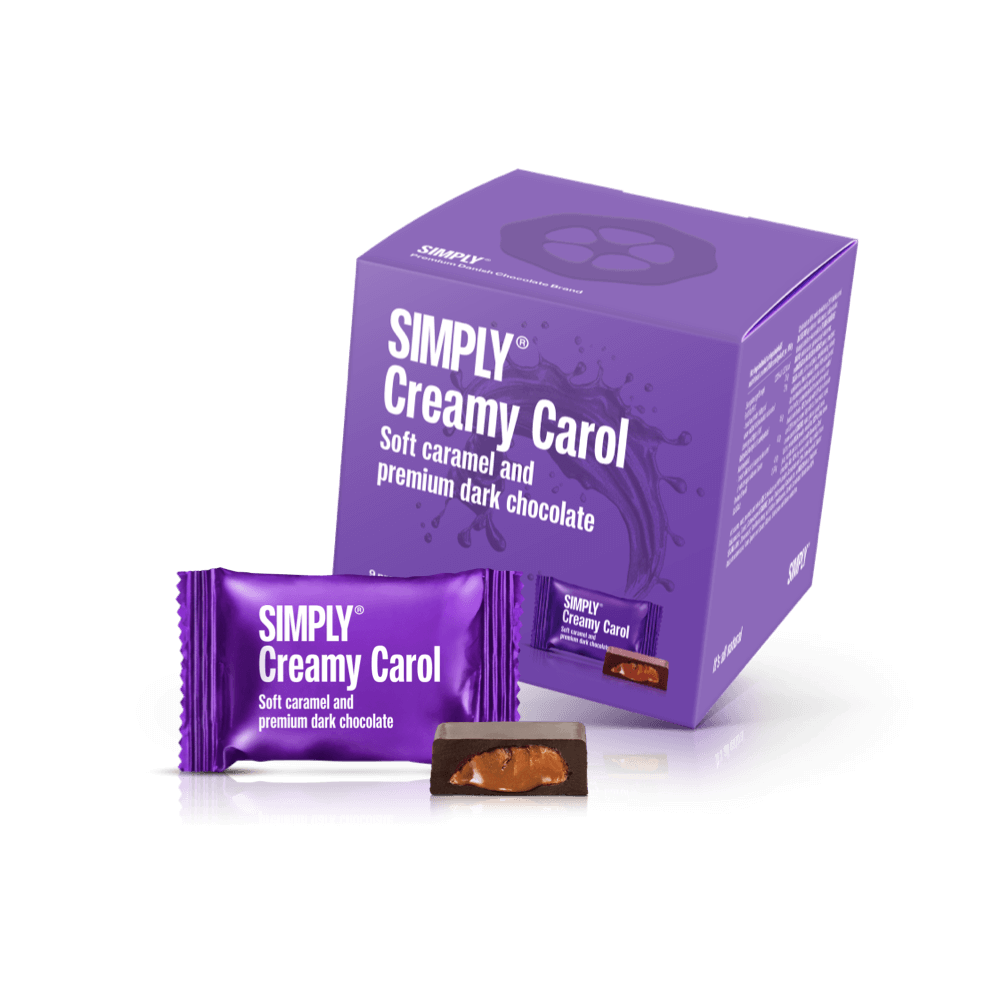 Simply® Creamy Carol - Geschenkdoos met 9 Bites | Zachte karamel en premium pure chocolade - Single Cubes - Simply®