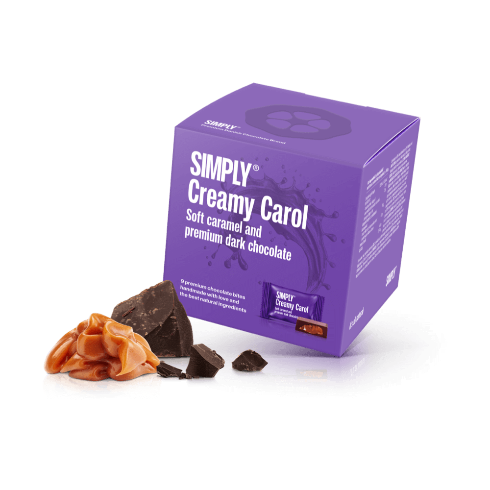 Simply® Creamy Carol - Geschenkdoos met 9 Bites | Zachte karamel en premium pure chocolade - Single Cubes - Simply®