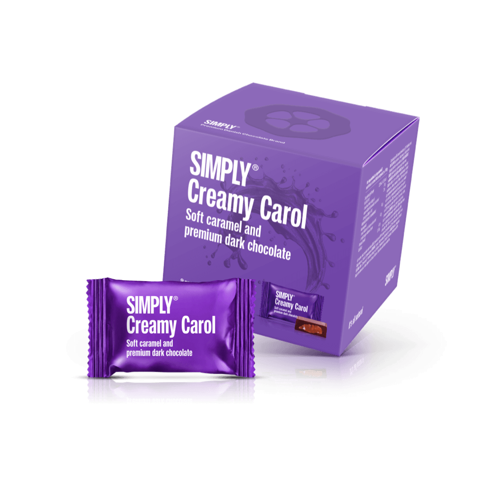 Simply® Creamy Carol - Geschenkdoos met 9 Bites | Zachte karamel en premium pure chocolade - Single Cubes - Simply®