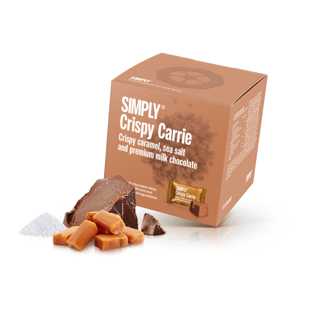 Simply® Crispy Carrie - Geschenkdoos met 9 Hapjes | Krokante karamel, zeezout en premium melkchocolade - Single Cubes - Simply®
