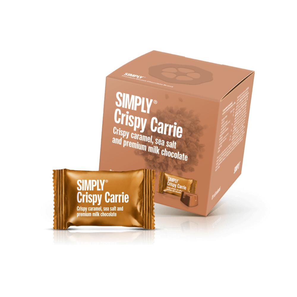 Simply® Crispy Carrie - Geschenkdoos met 9 Hapjes | Krokante karamel, zeezout en premium melkchocolade - Single Cubes - Simply®