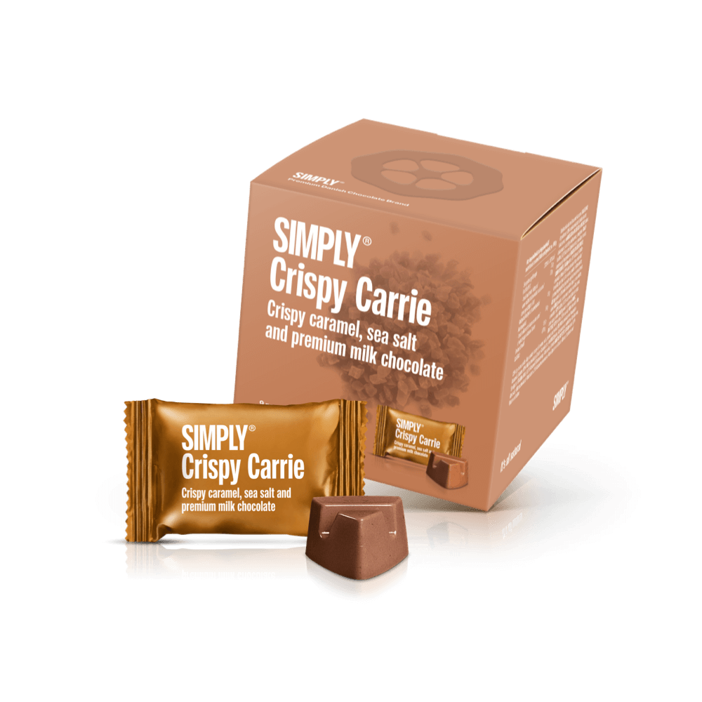 Simply® Crispy Carrie - Geschenkdoos met 9 Hapjes | Krokante karamel, zeezout en premium melkchocolade - Single Cubes - Simply®