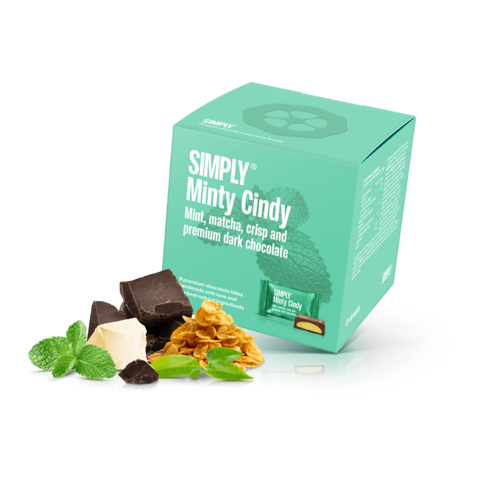Simply® Minty Cindy - Geschenkdoos met 9 Hapjes | Munt, matcha thee, knapperige en premium pure chocolade - Single Cubes - Simply®