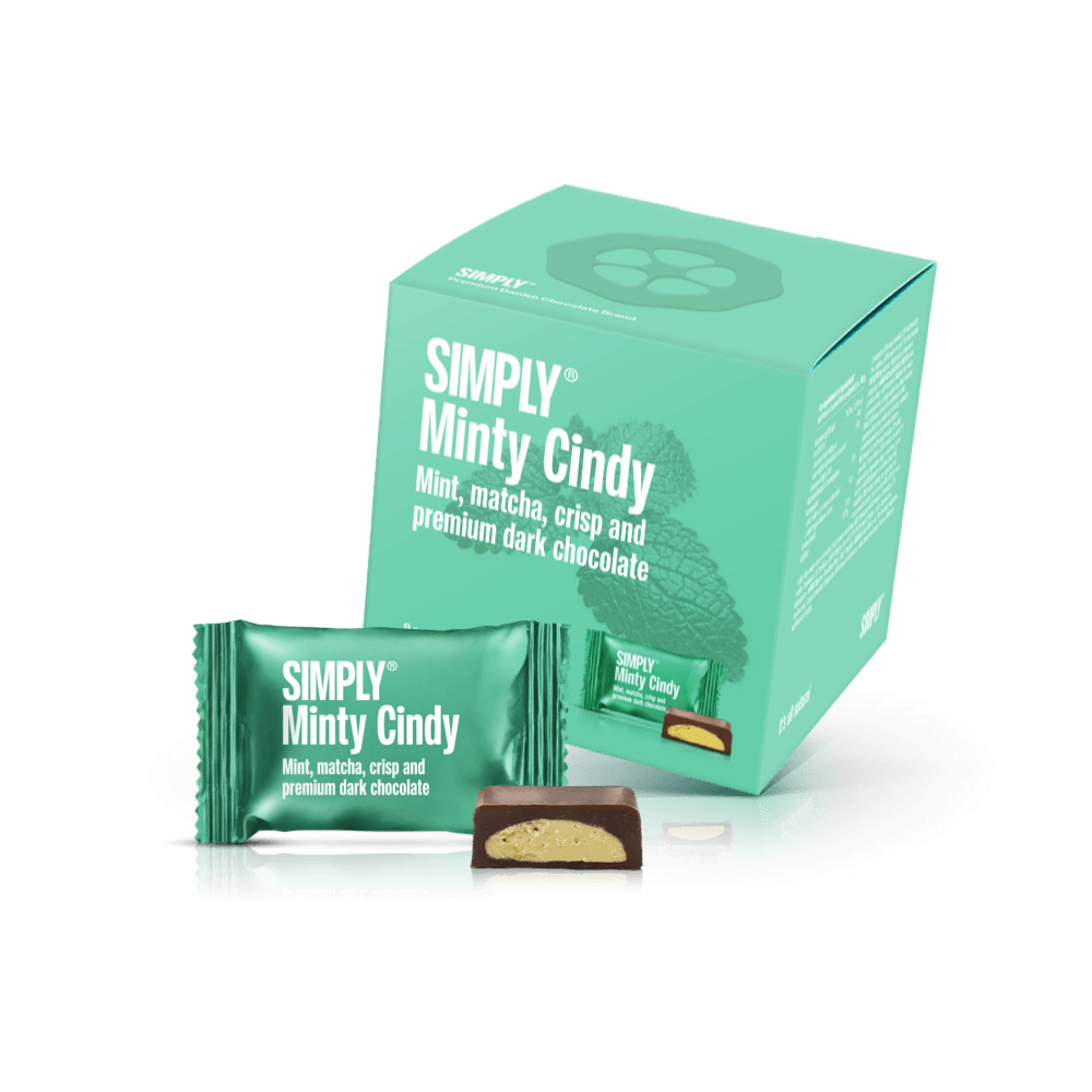 Simply® Minty Cindy - Geschenkdoos met 9 Hapjes | Munt, matcha thee, knapperige en premium pure chocolade - Single Cubes - Simply®