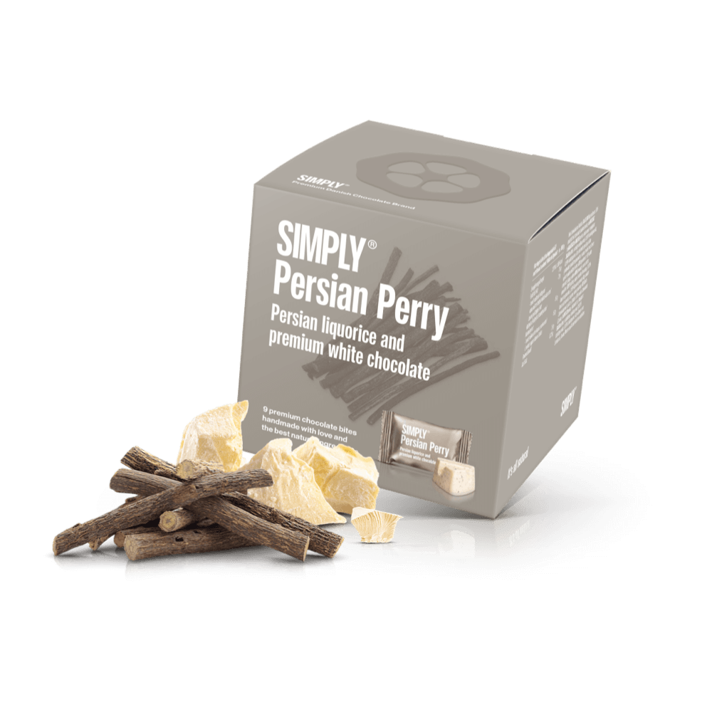 Simply® Persian Perry - Geschenkdoos met 9 Hapjes | Perzische drop en premium witte chocolade - Enkele Blokjes - Simply®