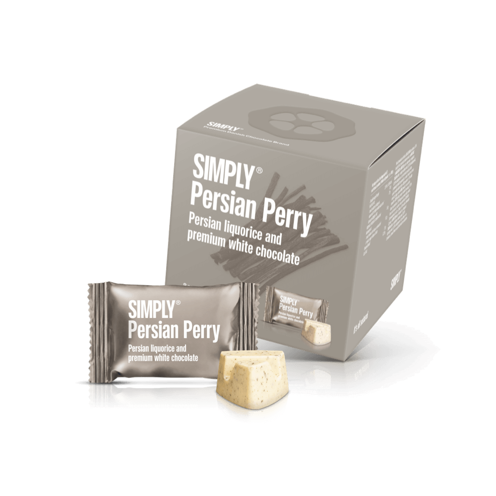 Simply® Persian Perry - Geschenkdoos met 9 Hapjes | Perzische drop en premium witte chocolade - Enkele Blokjes - Simply®